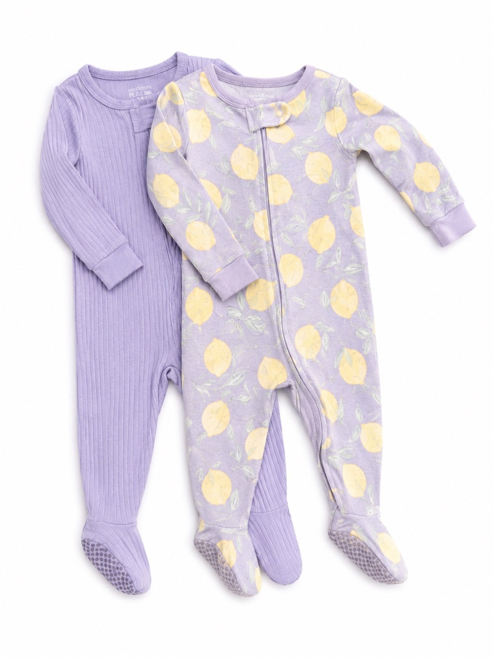 Lavender Lemon 2-Pack Cotton Footed One-Pieces